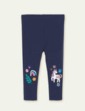 Legging fille en coton brodé licorne