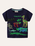 Glowing Animal World Printed T-shirt - Bebehanna