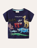 Glowing Animal World Printed T-shirt - Bebehanna