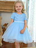 Glowing Sequins Princess A-Line Dress for Girl Party - UPORPOR - Bebehanna