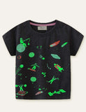 Glowing Space World Printed T-shirt - Bebehanna