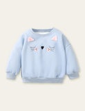 Kitten Embroidery Velvet Thicken Sweatshirt - Bebehanna