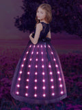 LED Light Elegant Solid Lace Party Dress - Bebehanna