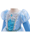 Light up blue Puff Sleeve Pearl party elsa dress for girls - Uporpor - Bebehanna