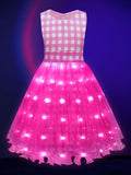 Light-up Brabei pink short-sleeve party dress for girls - Bebehanna