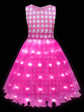 Light-up Brabei pink short-sleeve party dress for girls - Bebehanna