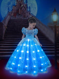 Light Up Cinderella Princess Lace Dress Up Costume for Girls Party - UPORPOR - Bebehanna