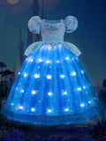 Light Up Cinderella Princess Lace Dress Up Costume for Girls Party - UPORPOR - Bebehanna