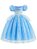 Light Up Cinderella Princess Lace Dress Up Costume for Girls Party - UPORPOR - Bebehanna