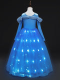 Light Up Cinderella Princess Long-Sleeve Dress Up Costume for Girls Halloween - UPORPOR - Bebehanna