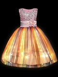 Light up Girls Sequin Rainbow Princess Party Dress - Uporpor - Bebehanna