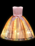 Light up Girls Sequin Rainbow Princess Party Dress - Uporpor - Bebehanna