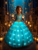 Light Up Jasmine Costume Princess Dresses for Halloween Cosplay Party - Uporpor