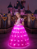 Light Up Rapunzel Princess Puff Sleeve Midi dress for Girls Party - Bebehanna