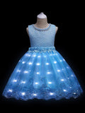 Light Up Sleeveless Flower Mesh Tutu Dress For Girls Party - Uporpor - Bebehanna