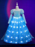 Light-Up Snow Princess Long-Sleeve Party Dress for Girls - Bebehanna