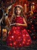 Light Up Snowflake Sleeveless Princess Dress - Uporpor