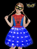 Light-up Spider-Girl Costume Dress with Super Hero Mask for Party - UPORPOR - Bebehanna