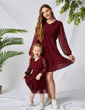 Long Sleeve V-neck Family Matching Dress - Bebehanna