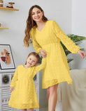 Long Sleeve V-neck Family Matching Dress - Bebehanna