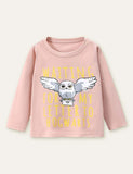 T-léine Long-Sleeved Clóbhuailte Owl