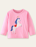 Pegasus Appliqué T-Shirt mat laangen Ärmelen