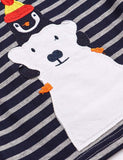 Penguin and Polar Bear Appliqué Striped T-shirt - Bebehanna