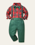 Plaid Shirt Overalls Set - Bebehanna