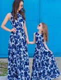 Porcelain Printed Long High Waist Family Matching Dress - Bebehanna