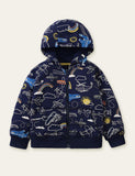 Rainbow Airplane Full Printed Hooded Zipper Jacket - Bebehanna