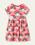 Rainbow Cloud Pattern Knitted Dress - Bebehanna