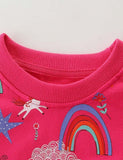 Rainbow Clouds Pony Print Terry Long-Sleeved Sweater - Bebehanna