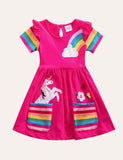 Kleid mit Regenbogen-Einhorn-Applikation