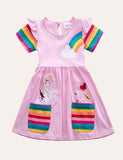 Rainbow Unicorn Appliqué Dress - Bebehanna