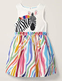 Jurk met regenboogzebra-applicatie