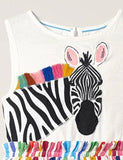 Rainbow Zebra Appliqué Dress - Bebehanna