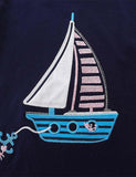 Sailing Embroidery Striped T-shirt Set - Bebehanna