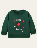 Shiny Red Star Printed Sweatshirt - Bebehanna