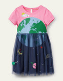 Space Appliqué Tulle Jerseykjole