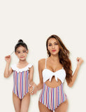 Maillot de bain assorti familial imprimé à rayures