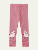 Unicorn Appliqué Striped Leggings - Bebehanna