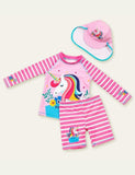 Maillot de bain fendu à manches longues et licorne