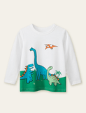 Unisex Dinosaurier Frënn gedréckt Long Sleeve T-Shirt