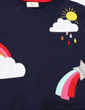 Unisex Rainbow Appliqué Raindrop Embroidered Sweatshirt - Bebehanna