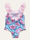 Watermelon Printed Flower Swimsuit - Bebehanna