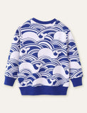 Whale Wave Printed Sweatshirt - Bebehanna